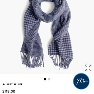 $118 J Crew Cashmere Gray Glen Plaid Gingham Plaid Scarf Wallace Barnes 2015 NWT